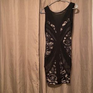 Black and beige mini dress